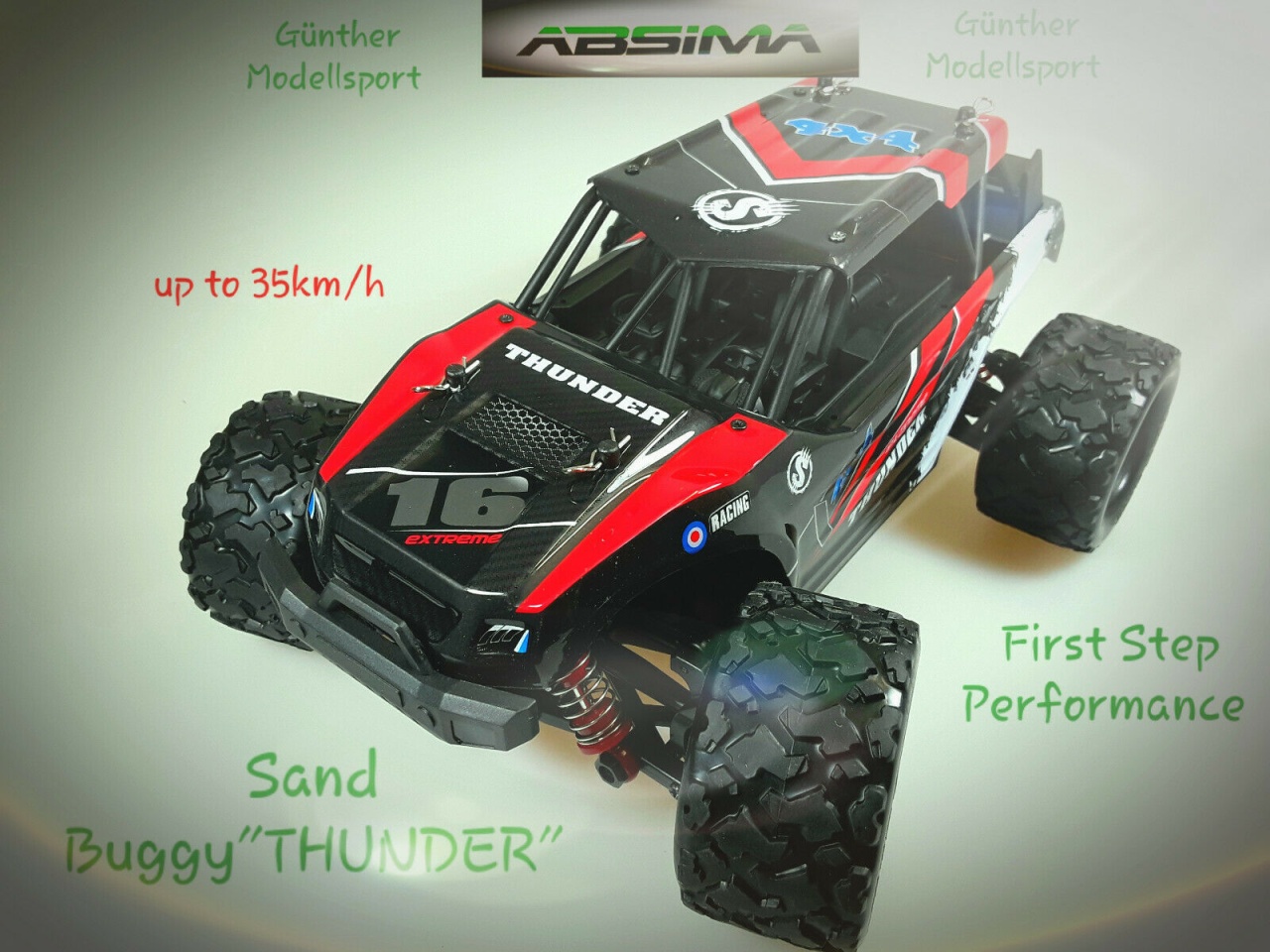 Absima 1:18 Elektro High Speed Sand Buggy THUNDER rot 4WD